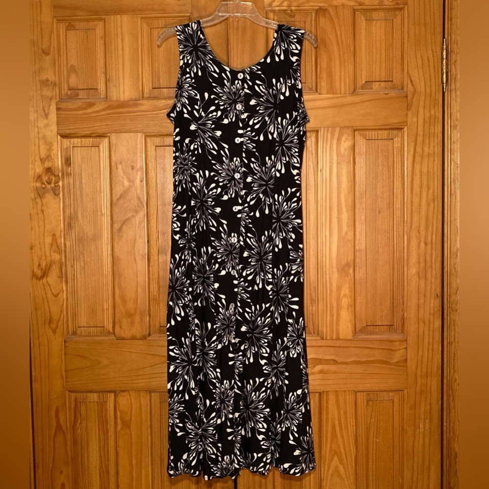 NWOT Blair Vintage 90s Sleeveless Dress Maxi Black White Size LP Large Petite